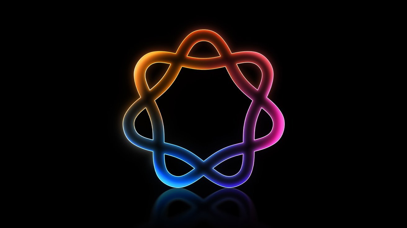 Colorful abstract shape resembling a glowing, intertwined loop with smooth gradients against a black background.